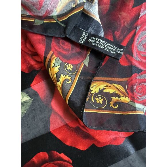 Vintage Linda Allard Ellen Tracy Silk Square Scarf Red Color 35x35” Excellent - Picture 3 of 5